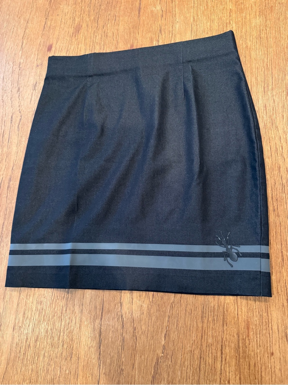 Cop.Copine Black Mini Skirt with Grey Stripes